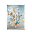 Cottage Garden Indoor Wall Decor Canvas Tapestry, Butterflies in Flight 52"X 36" Canvas Tapestry