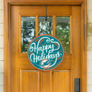 Miami Dolphins Holiday Round Door Decor with Hanging Rope, 18x18