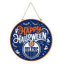 Edmonton Oilers Halloween Round Door Decor with Hanging Rope, 18x18