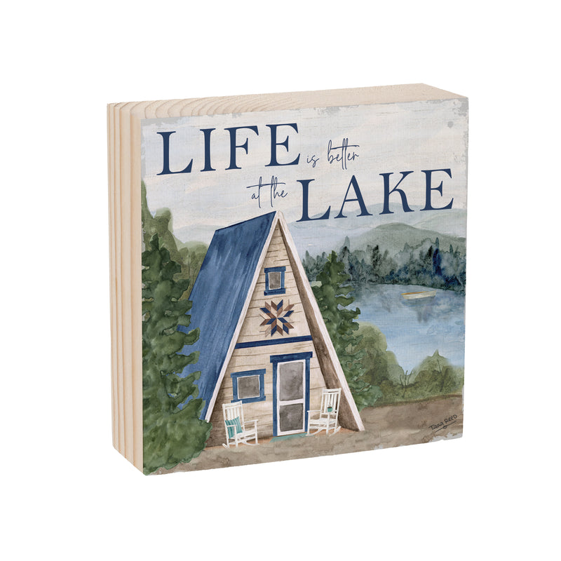 Lake Living Wooden Plock Life is Better 6x6"