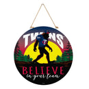 Minnesota Twins Bigfoot Round Door Decor with Hanging Rope, 18x18