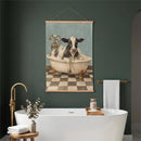 Hillside Pasture Indoor Wall Decor Canvas Tapestry, Cow in a Tub 36"x24" Canvas Tapestry