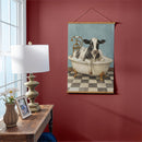 Hillside Pasture Indoor Wall Decor Canvas Tapestry, Cow in a Tub 36"x24" Canvas Tapestry