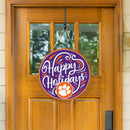 Clemson University Holiday Round Door Decor with Hanging Rope, 18x18