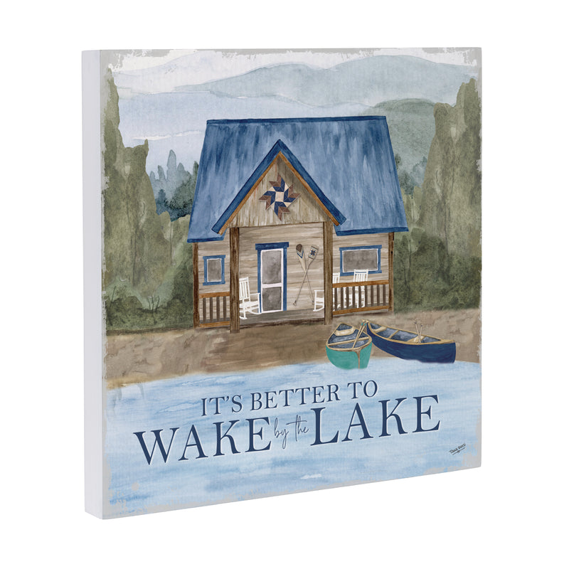 Lake Living Wooden Wall Art Wake at the Lake 12x12"