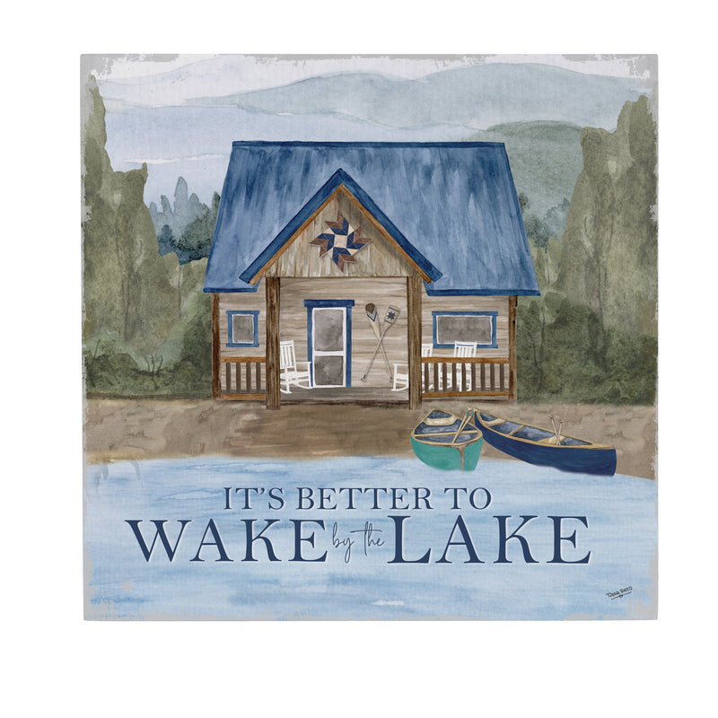Lake Living Wooden Wall Art Wake at the Lake 12x12"