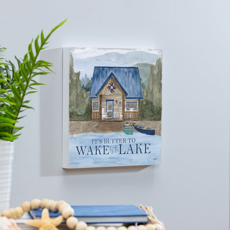 Lake Living Wooden Wall Art Wake at the Lake 12x12"