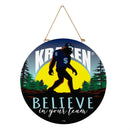 Seattle Kraken Bigfoot Round Door Decor with Hanging Rope, 18x18