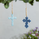 Memorial Outdoor Hanging Decor, Metal and Jute, Patterned Cross, Set of 12 in Wooden Crate