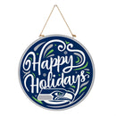 Seattle Seahawks Holiday Round Door Décor with Hanging Rope, 18x18