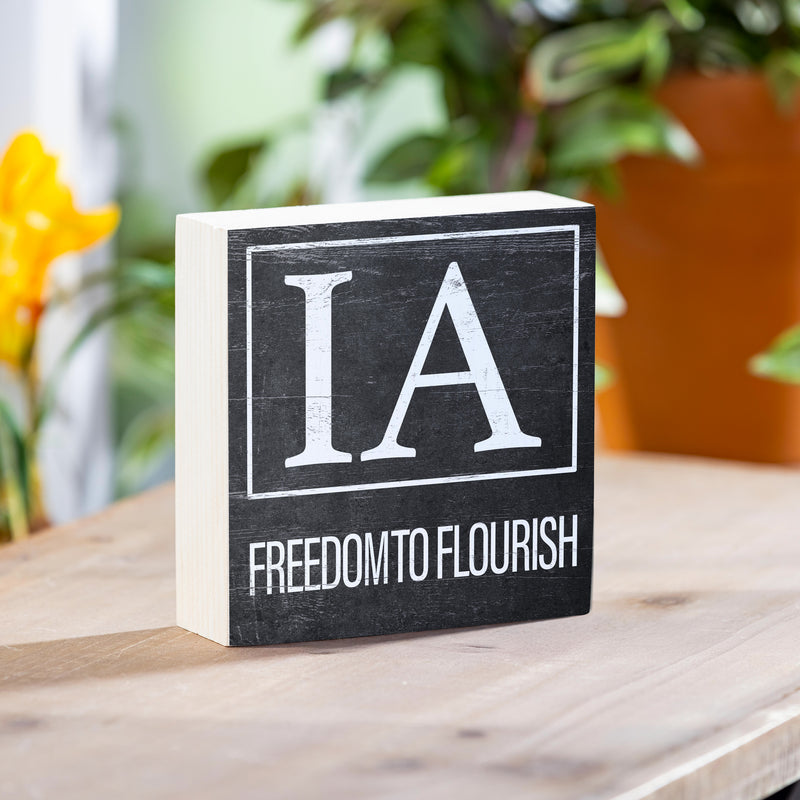 State Wooden Plock Iowa 6x6"