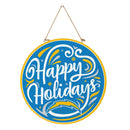 Los Angeles Chargers Holiday Round Door Decor with Hanging Rope, 18x18