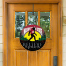 Washington State University Bigfoot Round Door Decor with Hanging Rope, 18x18