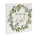 Shades of Emerald Wall Decor, "Merry Bright", 12"x12"