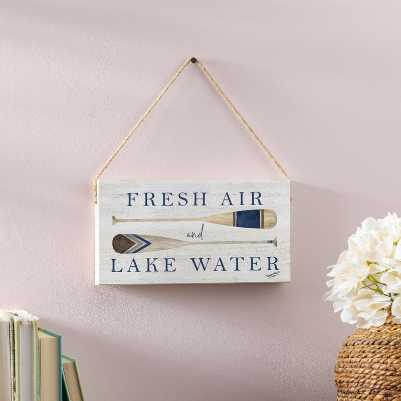 Lake Living Hanging Sign Fresh Air 11x6"