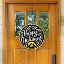 University of Iowa Holiday Round Door Decor with Hanging Rope, 18x18