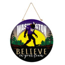 University of Washington Bigfoot Round Door Decor with Hanging Rope, 18x18