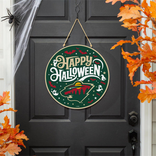 Minnesota Wild Halloween Round Door Décor with Hanging Rope, 18x18