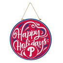 Philadelphia Phillies Holiday Round Door Decor with Hanging Rope, 18x18