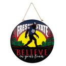 Fresno State Bigfoot Round Door Decor with Hanging Rope, 18x18