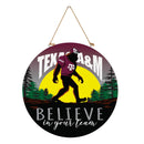 Texas A&M Bigfoot Round Door Decor with Hanging Rope, 18x18