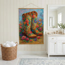 Hillside Pasture Indoor Wall Decor Canvas Tapestry, Floral Boots 52"X 36" Canvas Tapestry