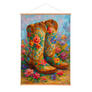 Hillside Pasture Indoor Wall Decor Canvas Tapestry, Floral Boots 52"X 36" Canvas Tapestry