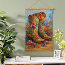 Hillside Pasture Indoor Wall Decor Canvas Tapestry, Floral Boots 36"x24" Canvas Tapestry