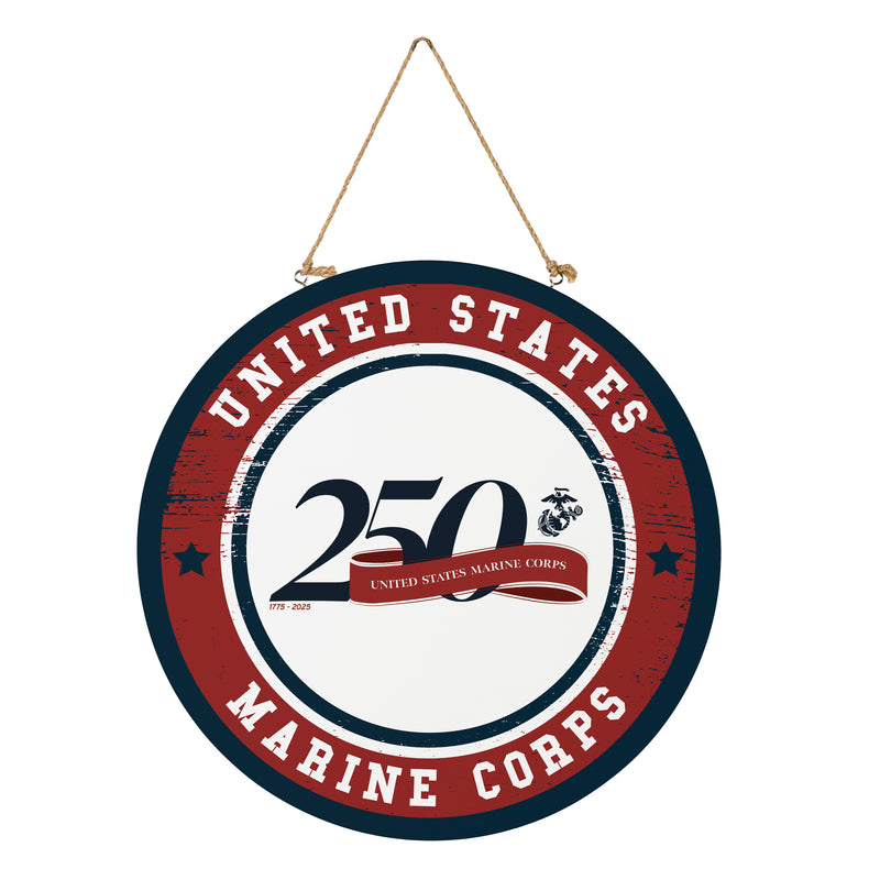 US Marine Corps, 250th Anniversary Round Door Decor with Hanging Rope, 18x18