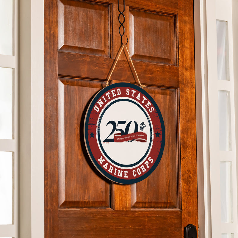 US Marine Corps, 250th Anniversary Round Door Decor with Hanging Rope, 18x18
