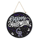 Colorado Rockies Halloween Round Door Décor with Hanging Rope, 18x18