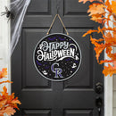 Colorado Rockies Halloween Round Door Decor with Hanging Rope, 18x18