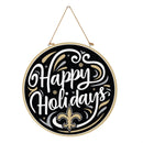 New Orleans Saints Holiday Round Door Décor with Hanging Rope, 18x18
