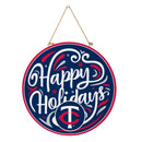 Minnesota Twins Holiday Round Door Decor with Hanging Rope, 18x18