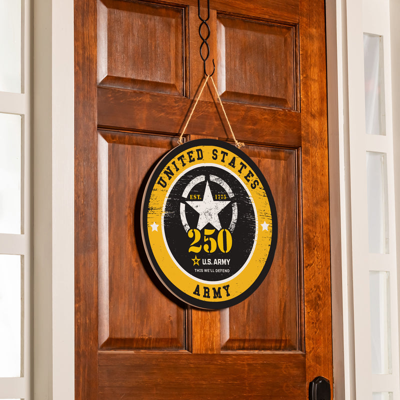 US Army, 250th Anniversary Round Door Decor with Hanging Rope, 18x18
