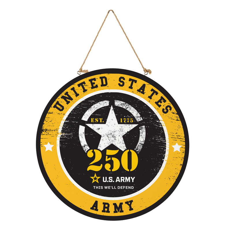 US Army, 250th Anniversary Round Door Decor with Hanging Rope, 18x18