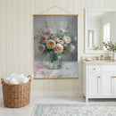 Hillside Pasture Indoor Wall Decor Canvas Tapestry, Pink/White Roses in Vase 52"X 36" Canvas Tapestr