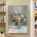 Hillside Pasture Indoor Wall Decor Canvas Tapestry, Pink/White Roses in Vase 52"X 36" Canvas Tapestr