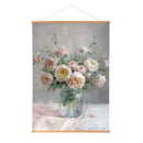 Hillside Pasture Indoor Wall Decor Canvas Tapestry, Pink/White Roses in Vase 52"X 36" Canvas Tapestr