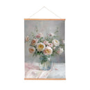 Hillside Pasture Indoor Wall Decor Canvas Tapestry, Pink/White Roses in Vase 36"x24" Canvas Tapestry