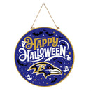 Baltimore Ravens Halloween Round Door Decor with Hanging Rope, 18x18