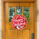 Kansas City Chiefs Holiday Round Door Decor with Hanging Rope, 18x18