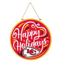 Kansas City Chiefs Holiday Round Door Decor with Hanging Rope, 18x18