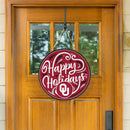 University of Oklahoma Holiday Round Door Decor with Hanging Rope, 18x18