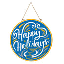 St Louis Blues Holiday Round Door Decor with Hanging Rope, 18x18