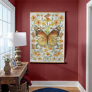 Cottage Garden Indoor Wall Decor Canvas Tapestry, Butterfly in Flowers 52"X 36" Canvas Tapestry