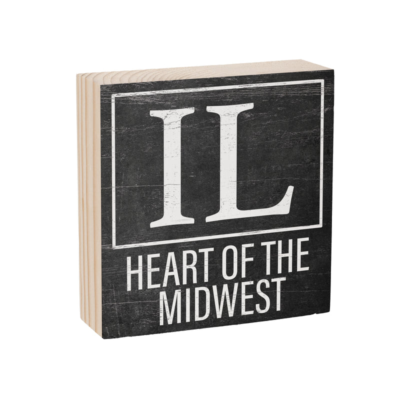 State Wooden Plock Illinois 6x6"