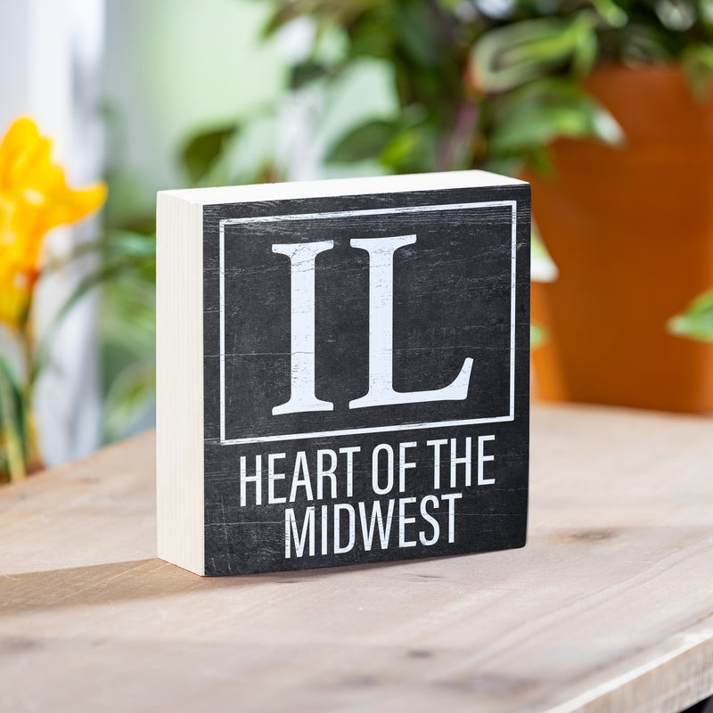 State Wooden Plock Illinois 6x6"