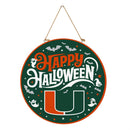 University of Miami Halloween Round Door Decor with Hanging Rope, 18x18