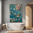 Cottage Garden Indoor Wall Decor Canvas Tapestry, Bird on Floral Branches 52"X 36" Canvas Tapestry
